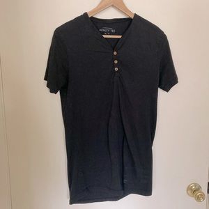 Minimalist Black Tee with Wooden Buttons
